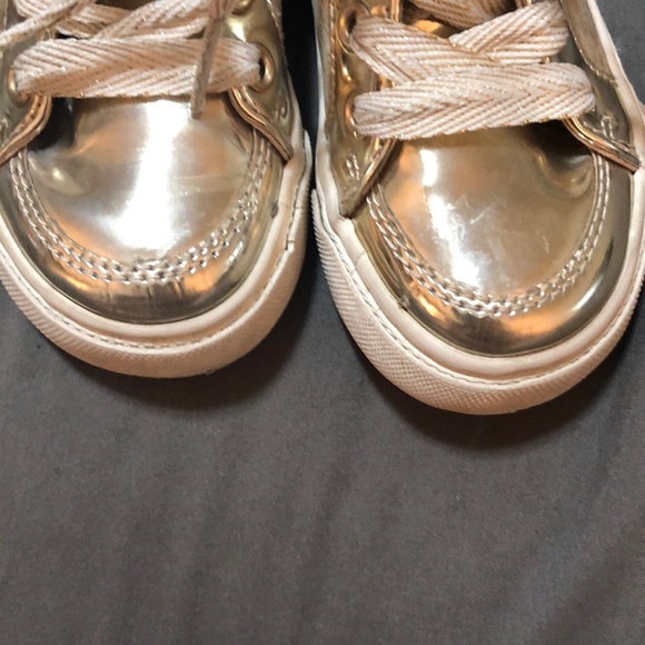 Girls GORGEOUS Gold Hi-top Sneakers - Picture 6 of 7